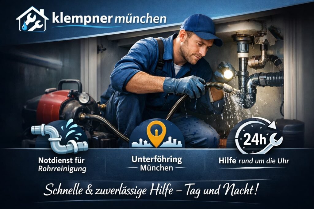 Klempner München behebt Rohrverstopfung – 24h Notdienst in Unterföhring München