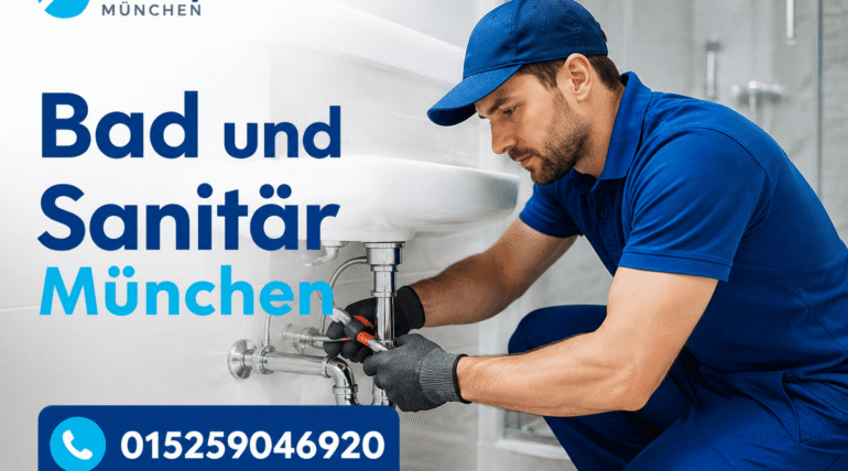 Installateur repariert Waschbecken im modernen Badezimmer.