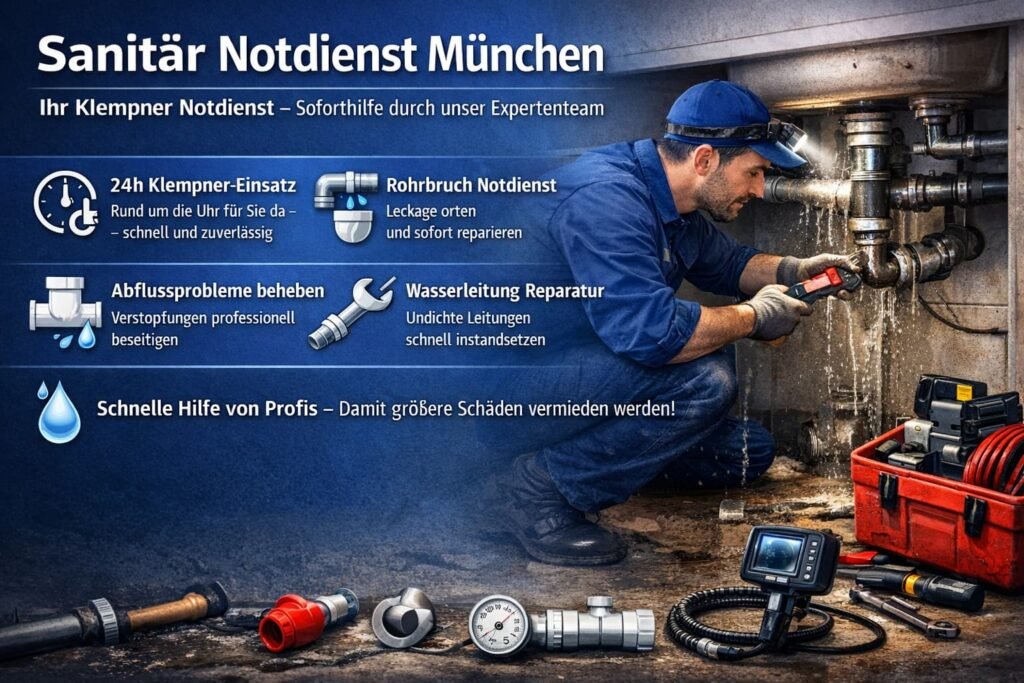 Sanitär Notdienst in München – Klempner repariert Rohrbruch unter der Spüle
