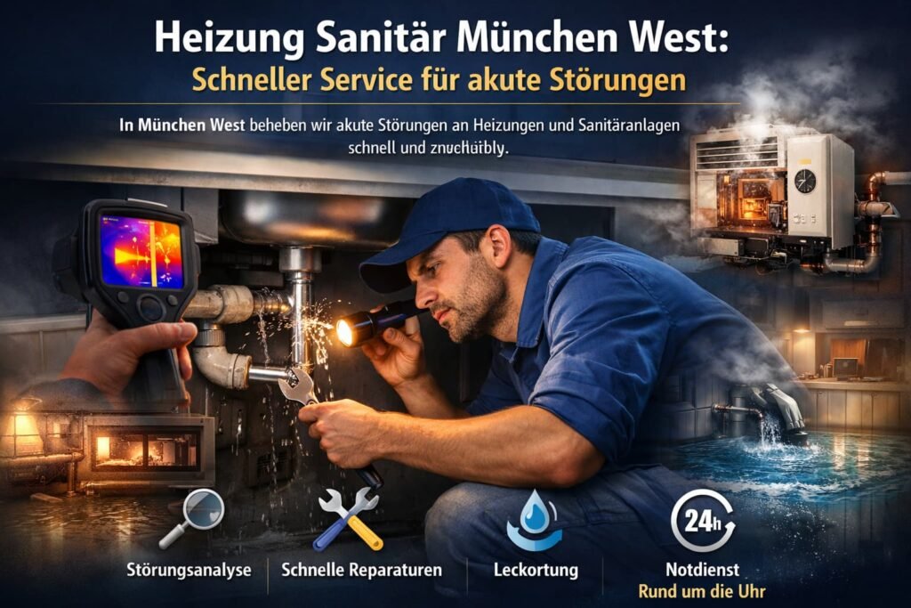 Heizung Sanitär München West Techniker repariert Rohrleck – schneller Notdienst für Heizung und Sanitär