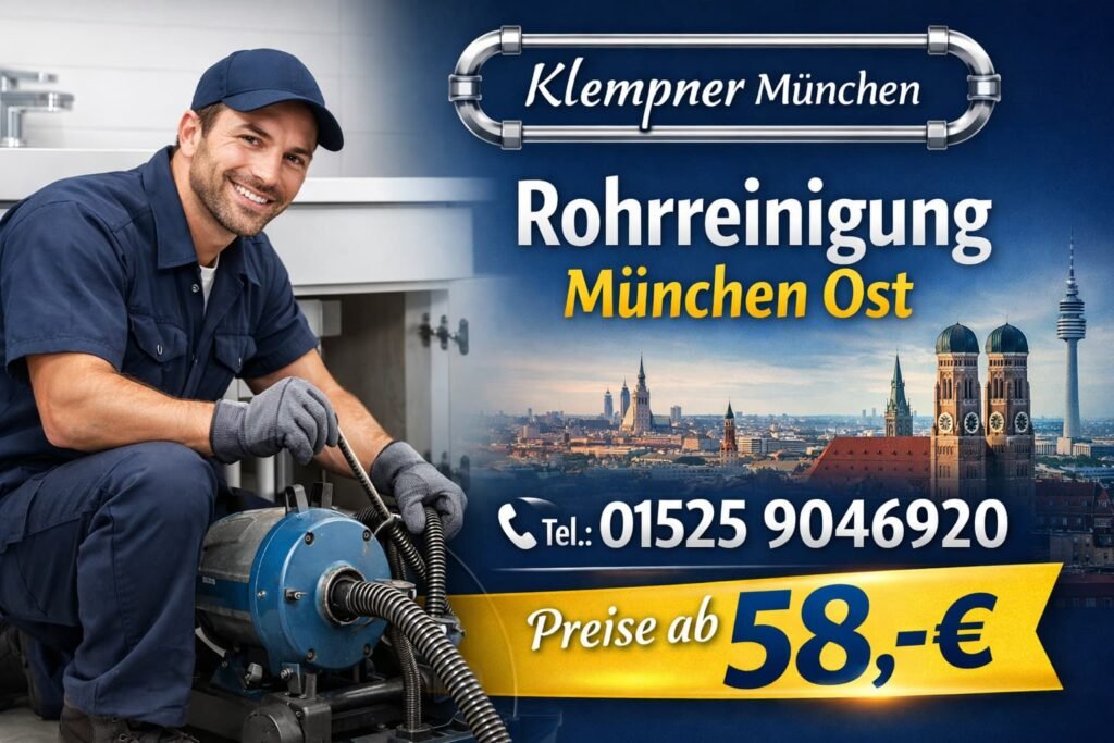 Klempner München Rohrreinigung München Ost – professioneller Klempner bei der Rohrreinigung, ab 58€