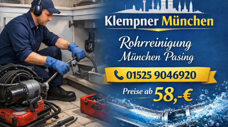 Rohrreinigung München Pasing – Klempner löst verstopftes Rohr schnell und professionell ab 58€