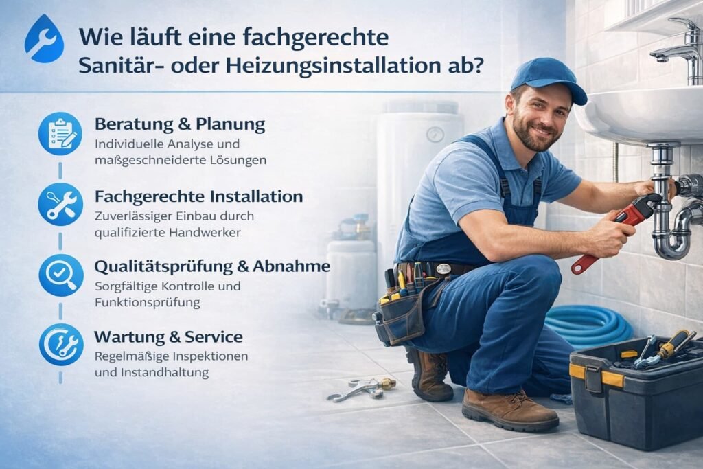 Fachmann für Sanitär- und Heizungstechnik bei der Reparatur einer modernen Heizungsanlage mit innovativen Lösungen