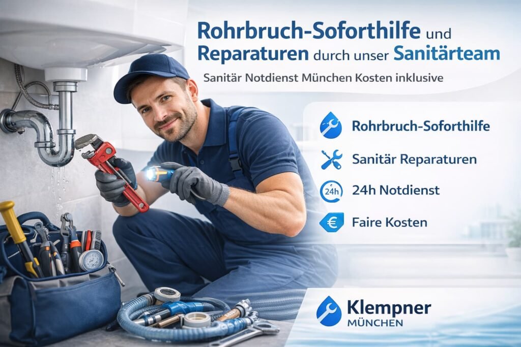 Klempner bei Rohrbruch-Soforthilfe in München – Sanitär Notdienst und Reparaturarbeiten