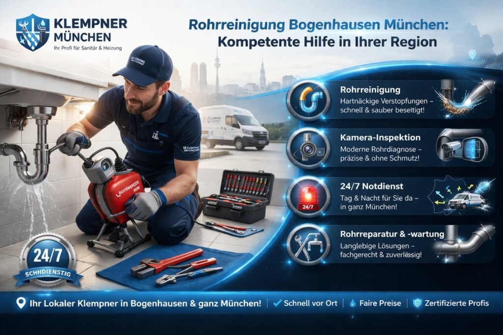 Rohrreinigung Bogenhausen München – Professioneller Klempner behebt Abflussproblem schnell und zuverlässig