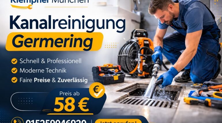 Klempner bei professioneller Kanalreinigung in Germering – Klempner München, Rohrreinigung ab 58€
