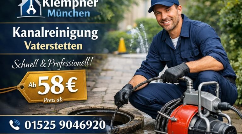 Klempner München Techniker bei der Kanalreinigung in Vaterstetten – professioneller Rohrreinigungsservice ab 58€.