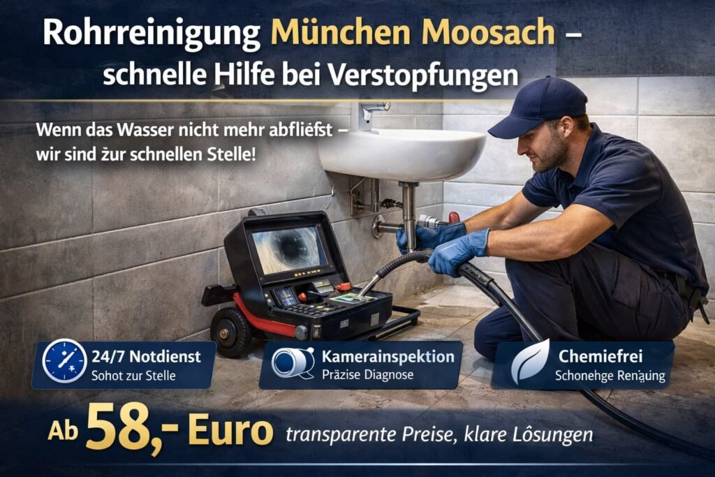 Rohrreinigung München Moosach – Fachmann beseitigt Rohrverstopfung schnell und professionell mit moderner Technik