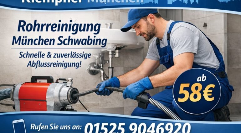 Rohrreinigung München Schwabing – professioneller Klempner behebt Abflussproblem schnell ab 58€