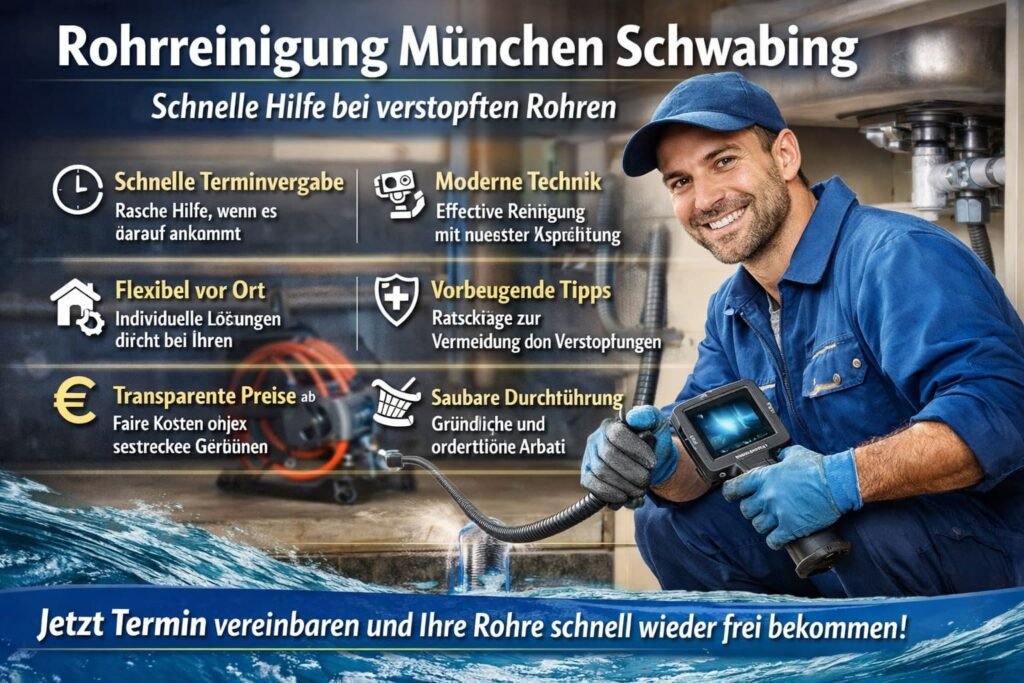 Rohrreiniger München Schwabing behebt verstopfte Rohre schnell mit moderner Technik
