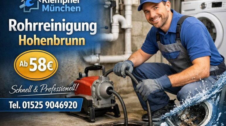 Rohrreinigung Hohenbrunn durch professionellen Klempner München – schneller Service ab 58€