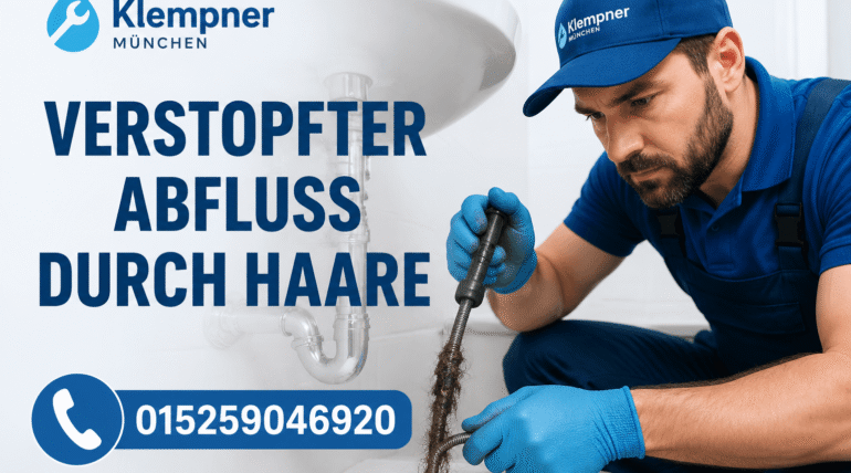 Fachmann bei der professionellen Abflussreinigung im Badezimmer