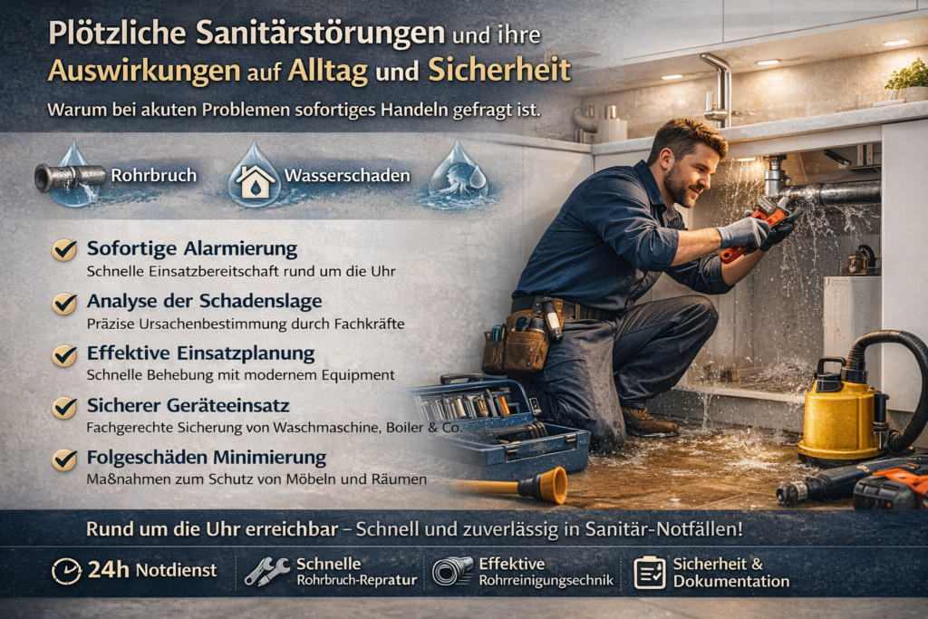 Klempner repariert Rohrbruch und Wasserschaden im Haushalt in München