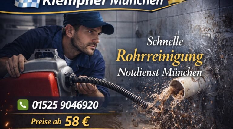 Rohrreinigung München Notdienst – Klempner beseitigt Rohrverstopfung ab 58€