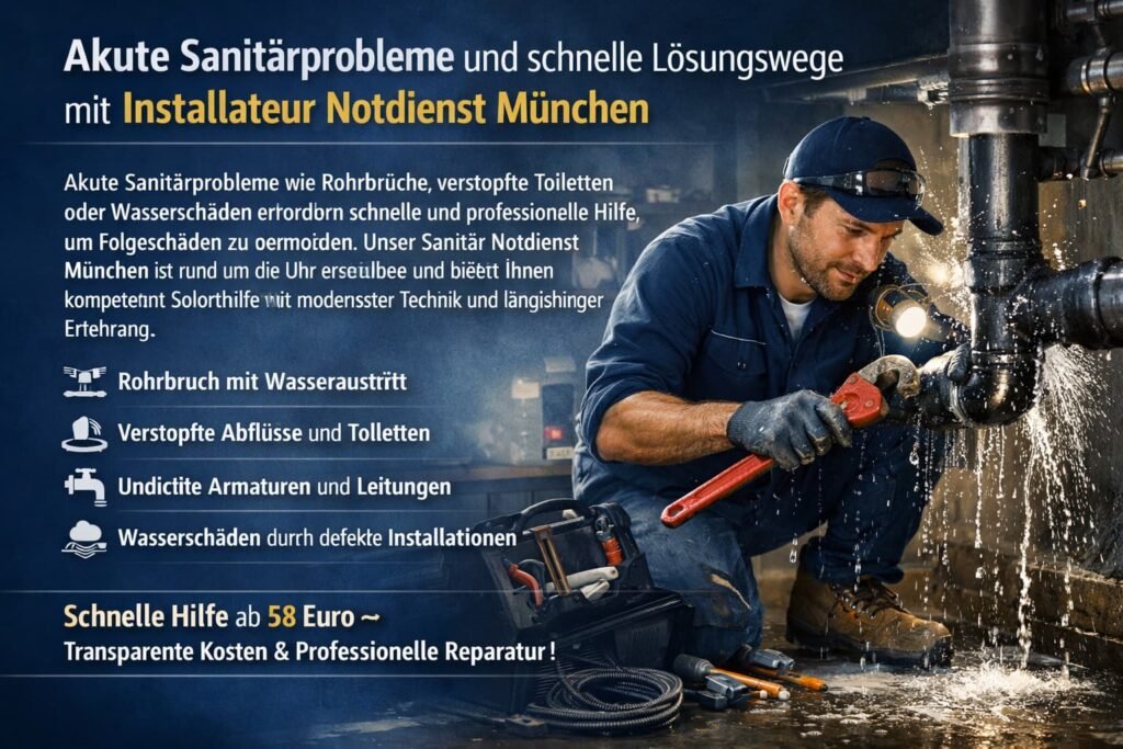 Installateur Notdienst München repariert Rohrbruch – schnelle Hilfe bei Sanitärproblemen