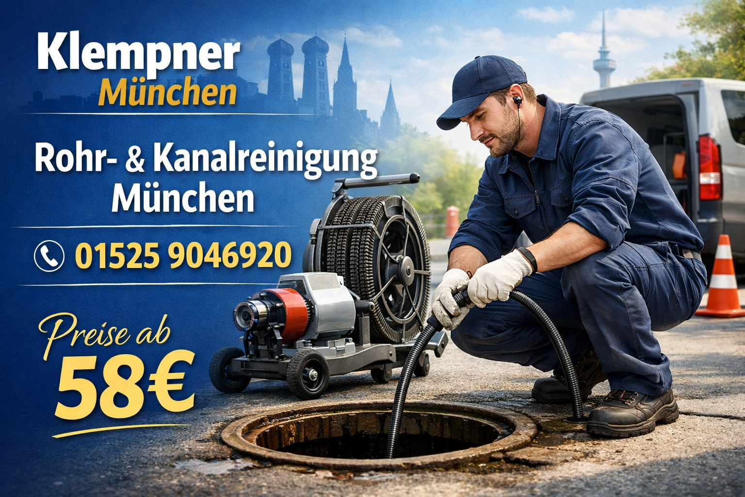 Klempner München Rohr- und Kanalreinigung – Profi Klempner bei der Arbeit ab 58€