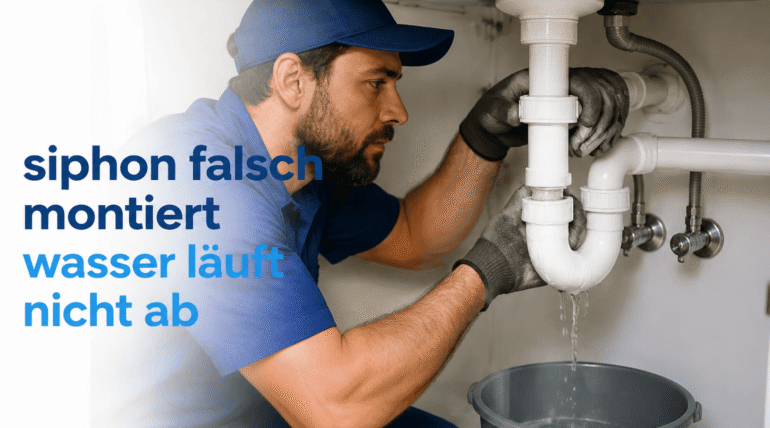Fachmann bei der Reparatur eines Abflussrohrs unter der Spüle