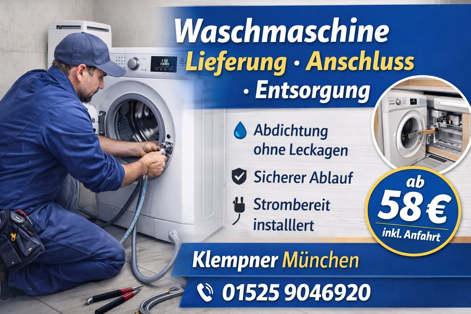 waschmaschine lieferung anschluss entsorgung fachgerecht einbauen