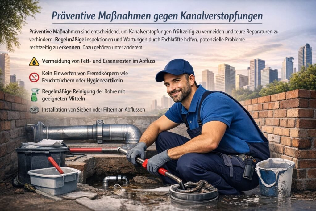 Klempner beseitigt Kanalverstopfung und erklärt präventive Maßnahmen gegen Rohrverstopfungen