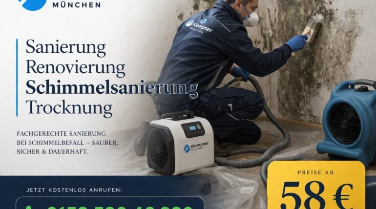 Klempner München Anzeige – Techniker bei Schimmelsanierung, Renovierung und Trocknung mit Preis ab 58€ und Kontaktnummer