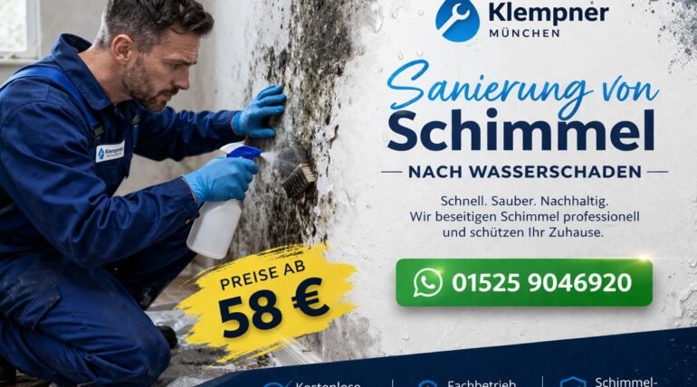 Sanierung von Schimmel nach Wasserschaden in München – professioneller Klempner ab 58 €, schnelle Hilfe und Notdienst verfügbar