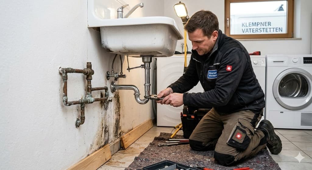 Professioneller Klempner in Vaterstetten repariert Wasserleck