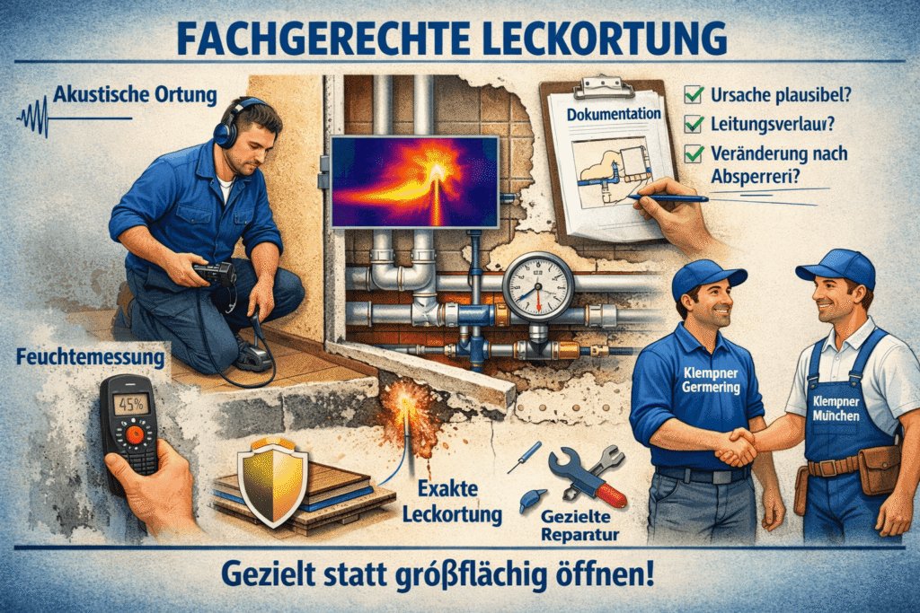 Leckortung in Germering mit Messgeräten und gezielter Reparatur – Klempner München.