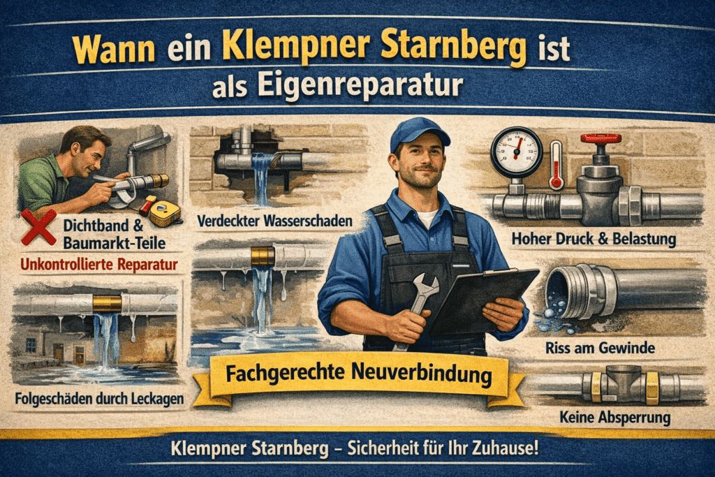 "DIY-Reparaturen vs. professionelle Klempnerarbeit in Starnberg."