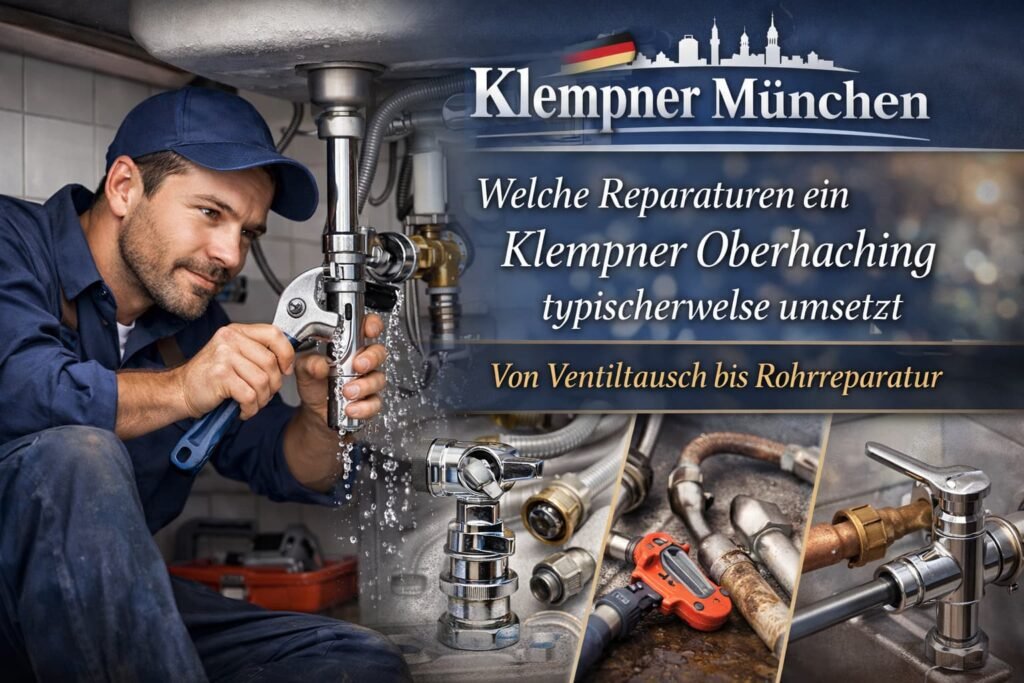 Klempner bei Rohrreparatur in Oberhaching mit Telefonnummer und Preisangabe