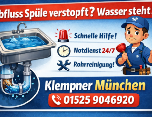 Abfluss Spüle verstopft Wasser steht