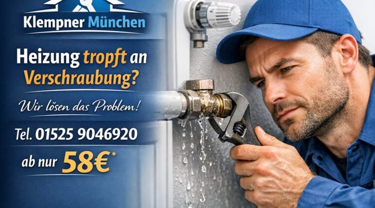 Klempner München repariert tropfende Heizungsverschraubung – Heizungsservice ab 58€ in München