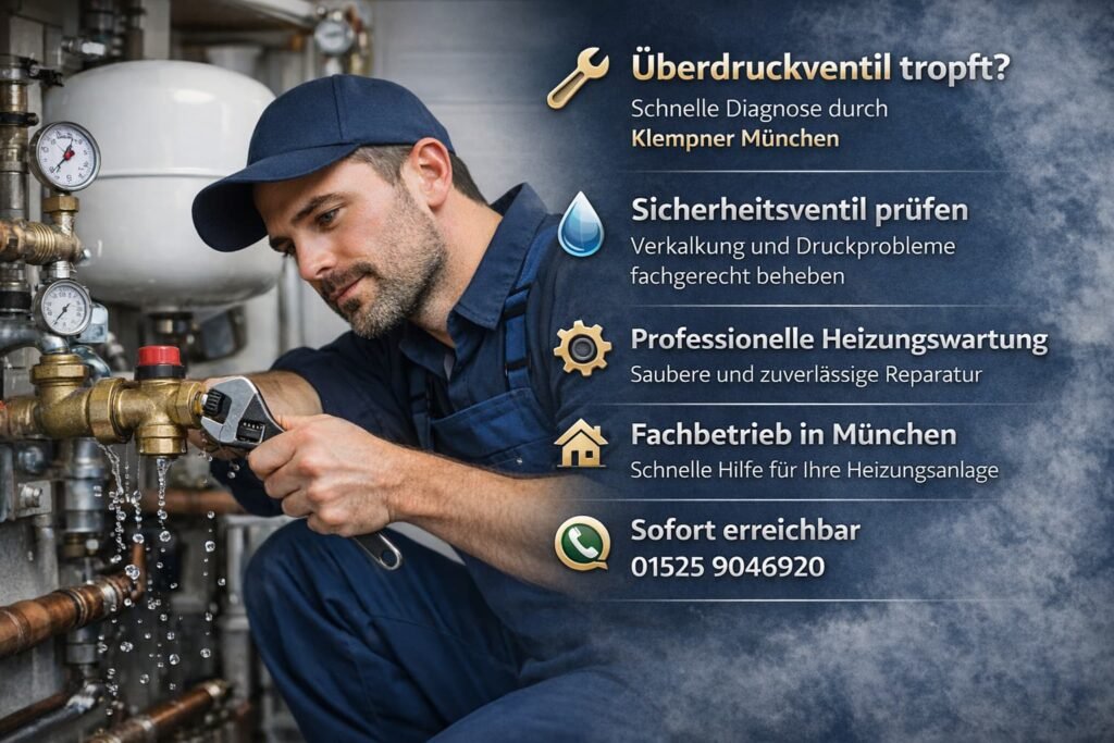 Professioneller Klempner in München bei der Wartung eines Heizungsventils