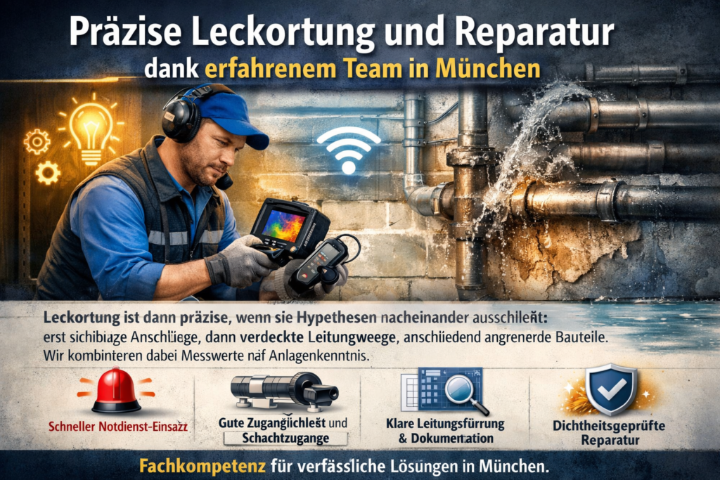 Klempner in München bei präziser Leckortung und Rohrreparatur