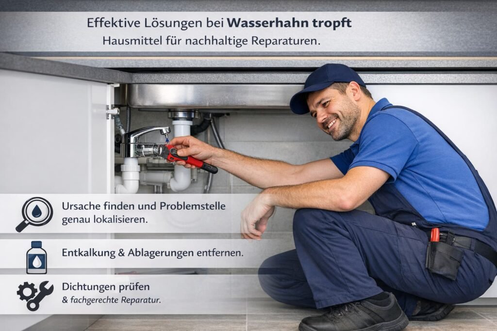 Installateur repariert tropfenden Wasserhahn unter der Spüle – effektive Lösungen und Ursachen für Wasserhahn tropft