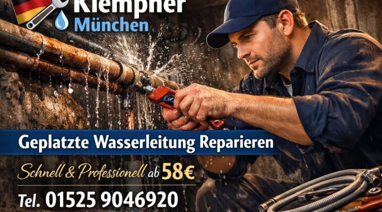 Klempner München repariert geplatzte Wasserleitung – Notdienst ab 58€