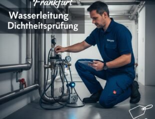 Installateur prüft Wasserleck mit Feuchtigkeitsdetektor, zeigt Lecksuche und Rohrreparatur
