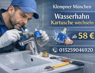 Klempner München wechselt professionell eine Wasserhahn-Kartusche – Reparaturservice