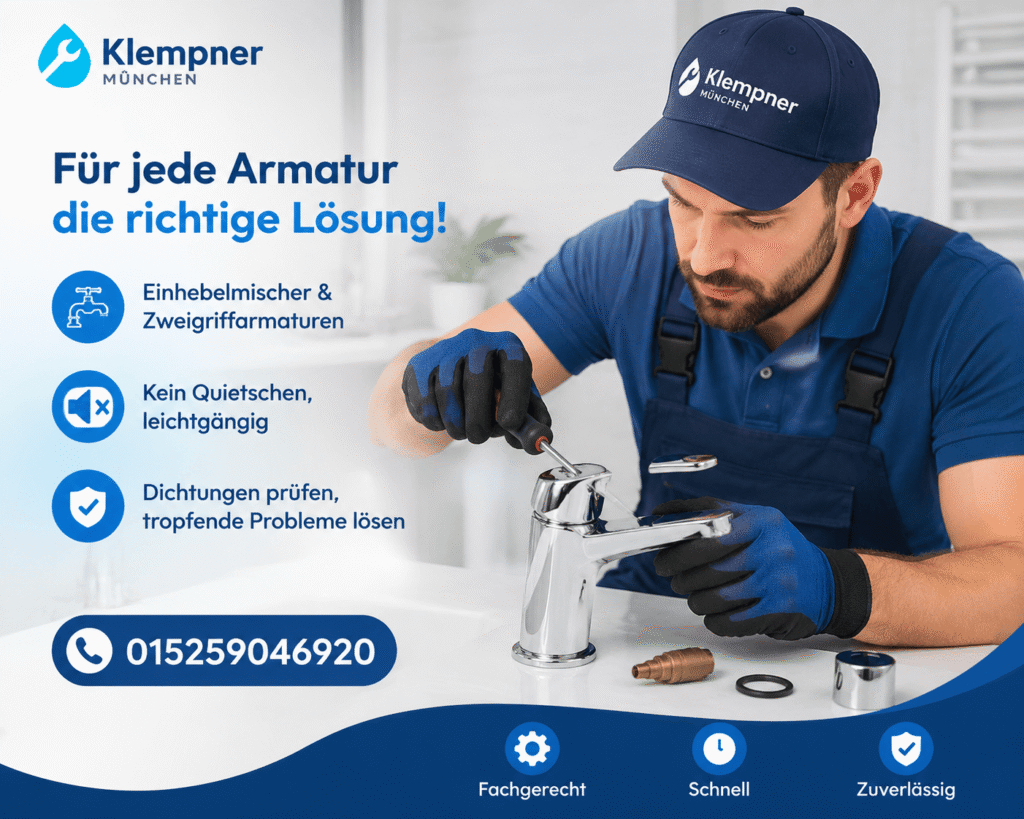 Fachmann repariert einen Wasserhahn im Badezimmer mit professionellem Werkzeug.