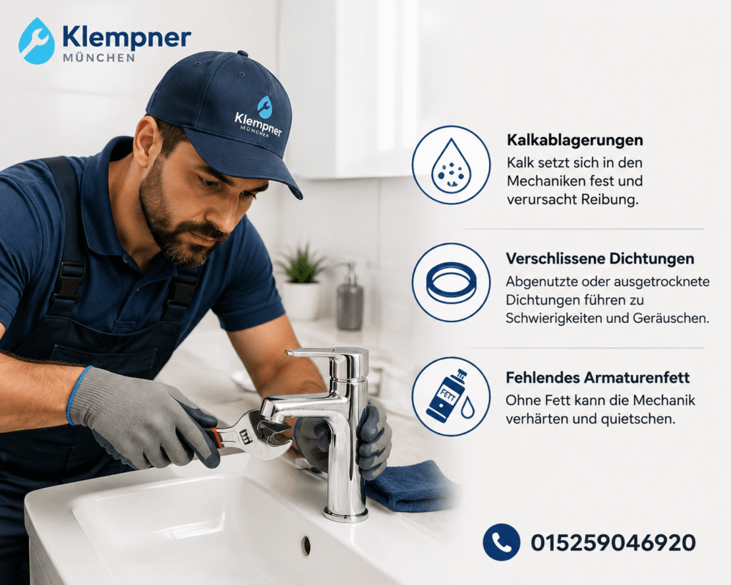 Installateur bei der Reparatur einer Armatur im Badezimmer.