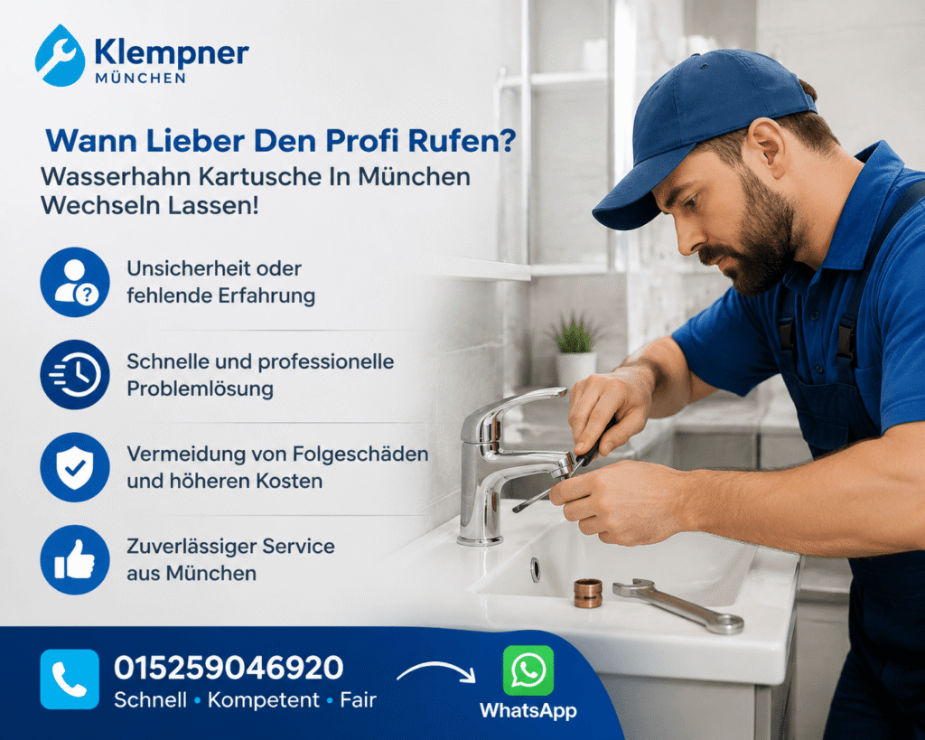 Fachmann repariert einen Wasserhahn mit professioneller Ausrüstung im Badezimmer.