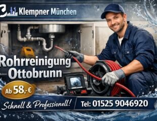 Klempner München Rohrreinigung Ottobrunn – professioneller Klempner reinigt verstopftes Rohr ab 58€