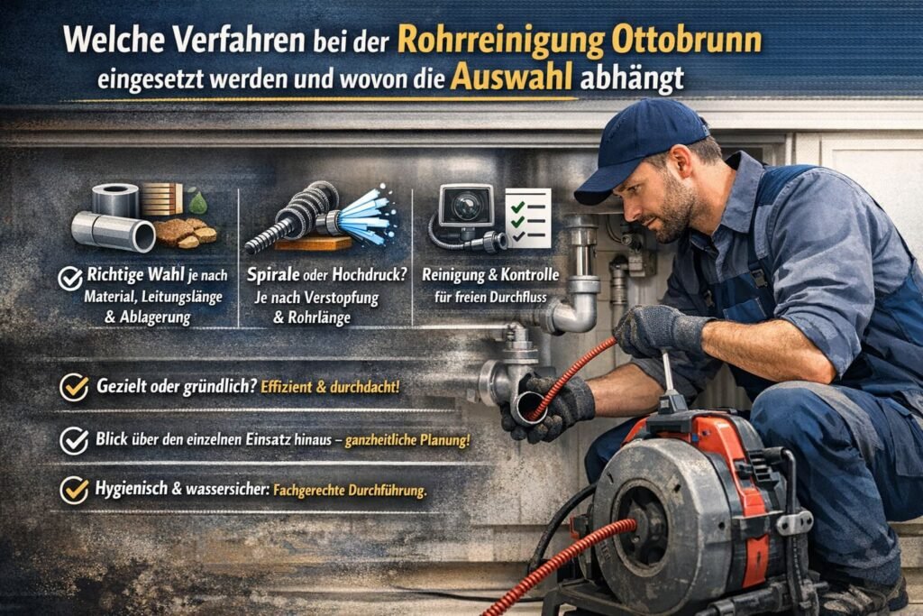 Rohrreinigung im Ottobrunn Techniker bei der professionellen Rohrreinigung mit Spirale und moderner Ausrüstung
