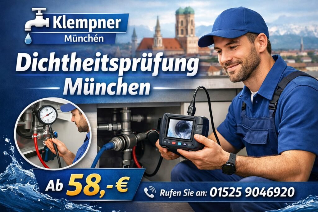 Klempner München bei Dichtheitsprüfung München unter Spüle – professionelle Leckreparatur ab 58€