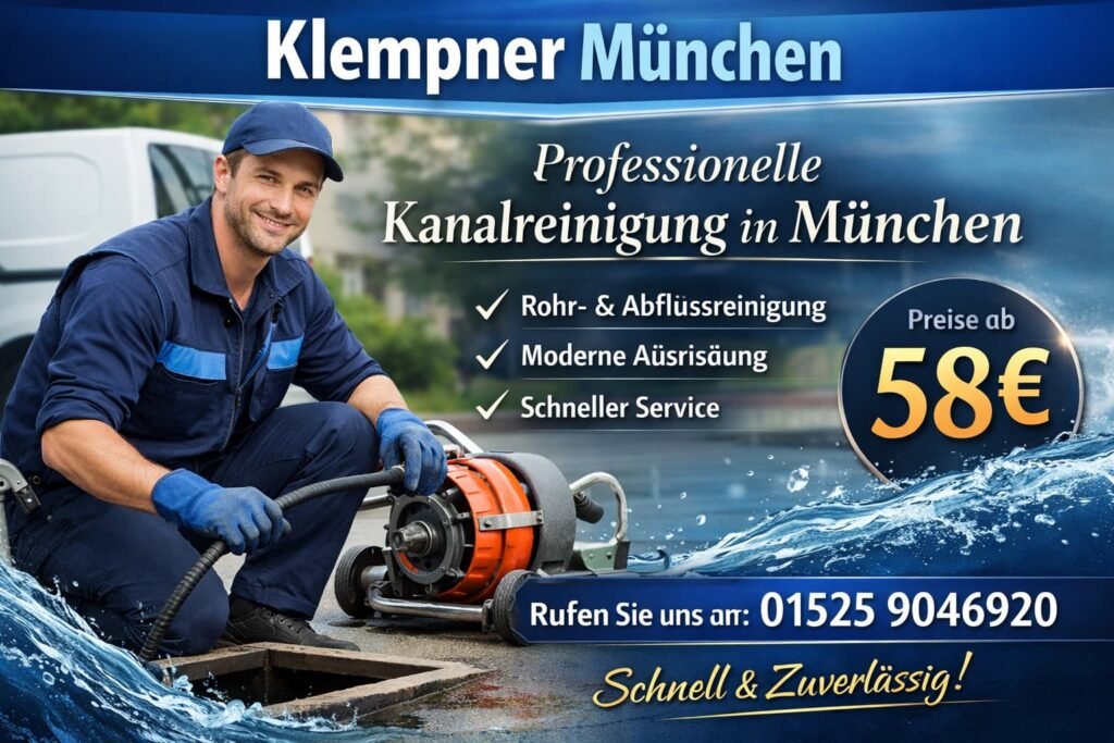Klempner München Techniker bei professioneller Kanalreinigung mit moderner Ausrüstung – schneller Service ab 58€