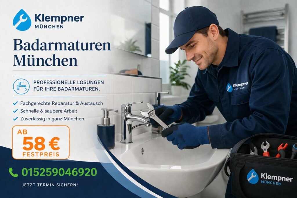 Klempner München repariert Badarmaturen – professioneller Sanitärservice ab 58 € in München