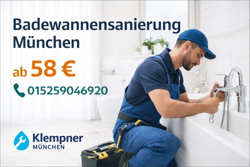 Badewannensanierung München – Klempner repariert Badewanne ab 58€ mit professionellem Service