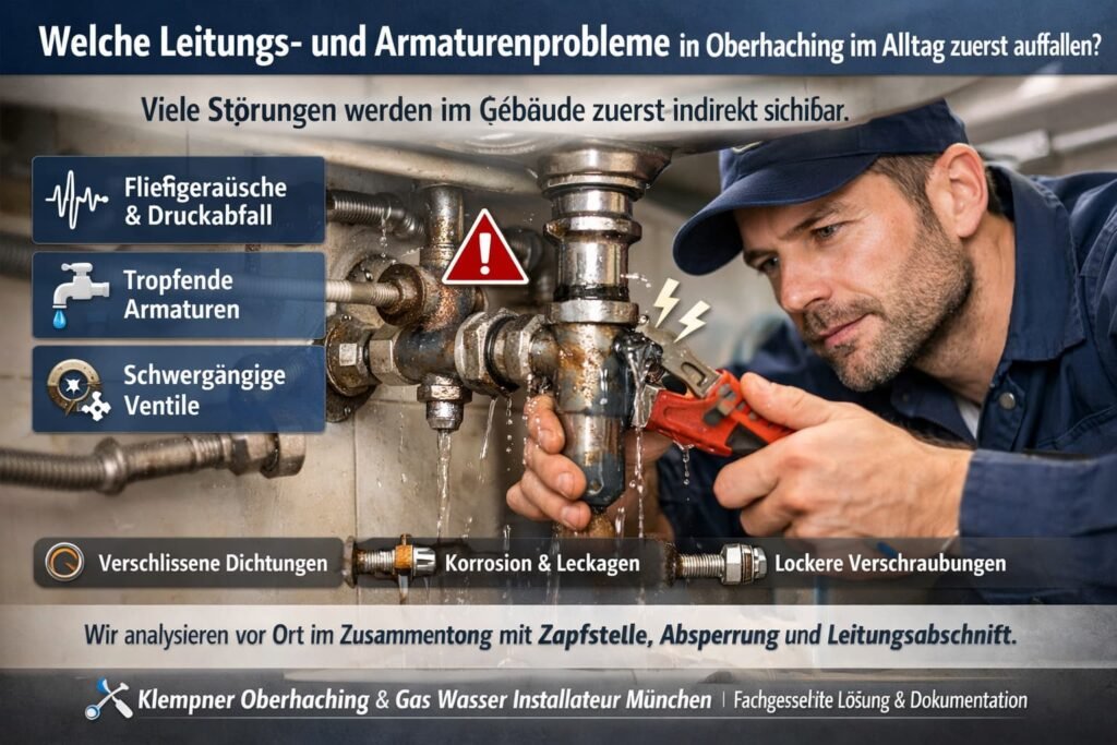 Klempner repariert eine undichte Rohrleitung unter einem Waschbecken.