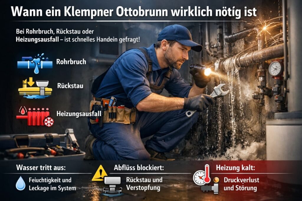 Klempner in Ottobrunn repariert Rohrbruch an Wasserleitung.