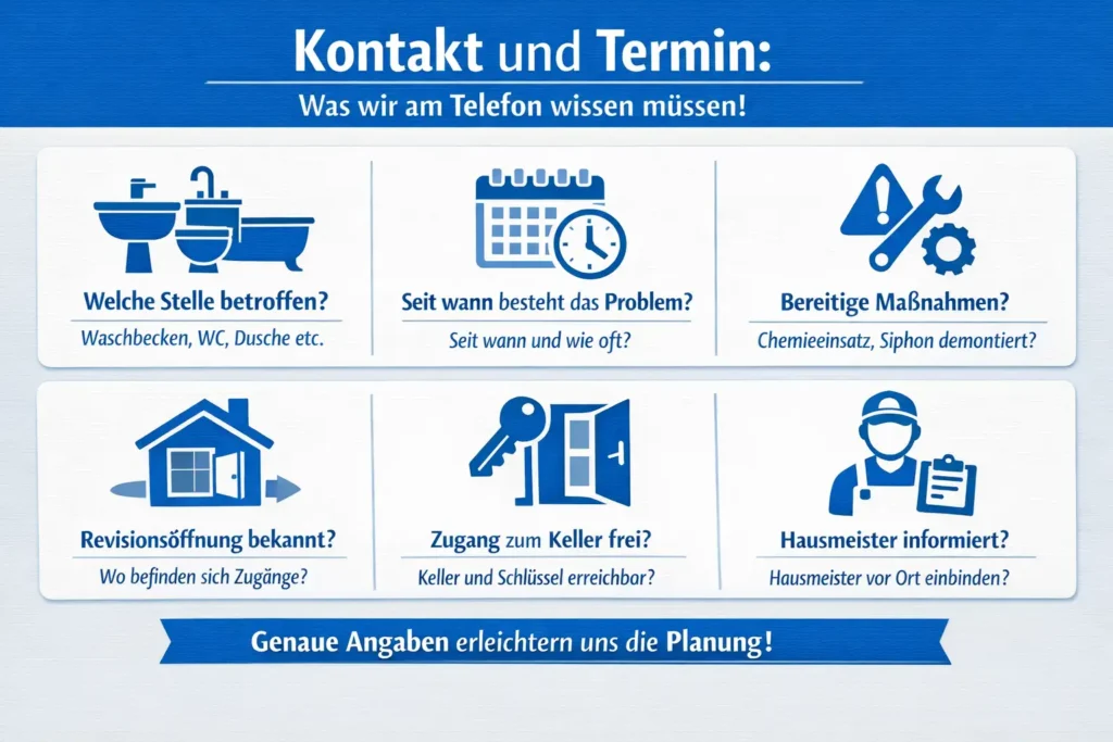 Kontakt und Termin: Welche Angaben der Fachbetrieb am Telefon wirklich braucht