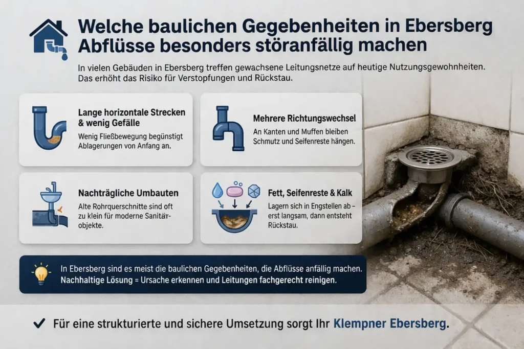 Welche baulichen Gegebenheiten in Ebersberg Abflüsse besonders störanfällig machen